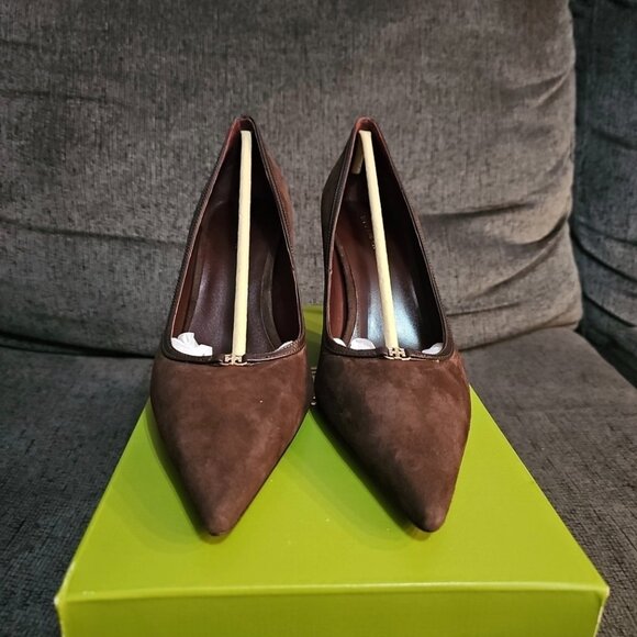 Tory Burch Double T Buckle Pump 80mm Suede Goat Leather - Picture 8 of 10